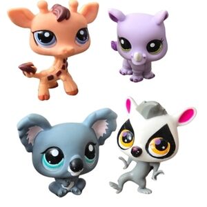 Littlest Pet Shop Giraffe, Rhino, Koala & Lemur